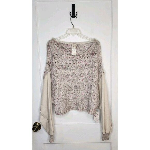 Free People Honey Cable Pullover Shell White Combo M $168 NWT NEW - Picture 1 of 6